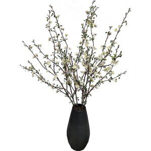 Cream 6-Pcs Artificial Plum Blossom Faux Flowers Branches Vase Home Table Decor